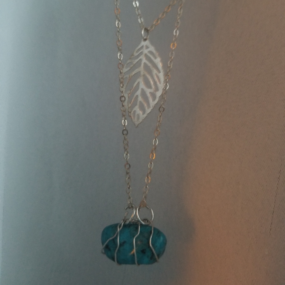 Turquoise wire wrapped neckalce